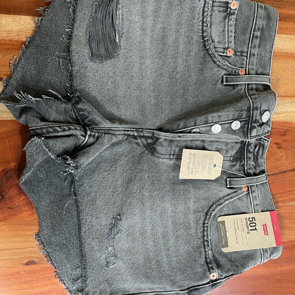 Levi's Black Wash Distressed 501 Women's Shorts